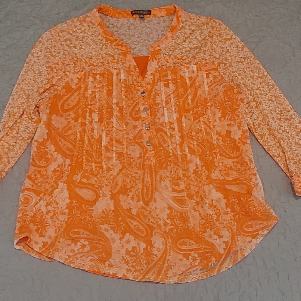 Ava & Grace Orange/Coral Paisley Blouse Sz PL